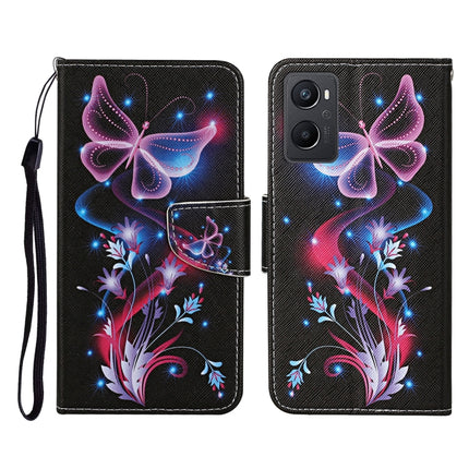 Colored Drawing Pattern Flip Leather Phone Case, For OPPO A96 4G / Realme 9i