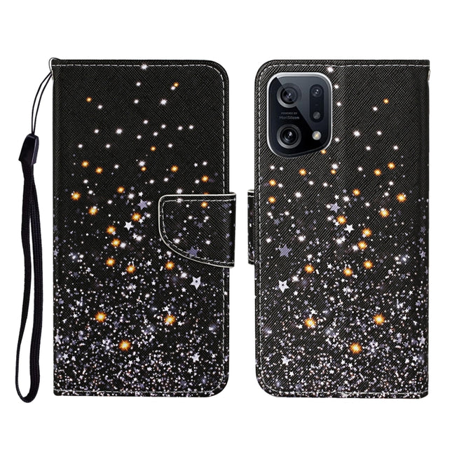 Colored Drawing Pattern Flip Leather Phone Case, For OPPO Find X5 Pro