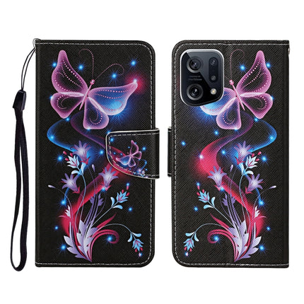 Colored Drawing Pattern Flip Leather Phone Case, For OPPO Find X5 Pro