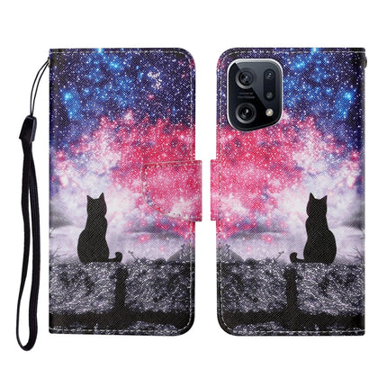 Colored Drawing Pattern Flip Leather Phone Case, For OPPO Find X5 Pro