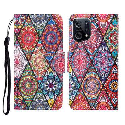 Colored Drawing Pattern Flip Leather Phone Case, For OPPO Find X5 Pro