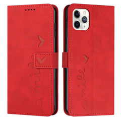 Skin Feel Heart Pattern Leather Phone Case, For iPhone 13, For iPhone 13 Pro, For iPhone 13 Pro Max, For iPhone 12 / 12 Pro, For iPhone 12 Pro Max, For iPhone 11