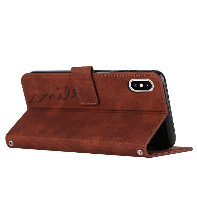 Skin Feel Heart Pattern Leather Phone Case, For iPhone XS / X, For iPhone XS Max, For iPhone XR, For iPhone SE 2022 / SE 2020 / 8 / 7