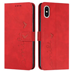 Skin Feel Heart Pattern Leather Phone Case, For iPhone 11 Pro, For iPhone 11 Pro Max, For iPhone XS / X, For iPhone XS Max, For iPhone XR, For iPhone SE 2022 / SE 2020 / 8 / 7