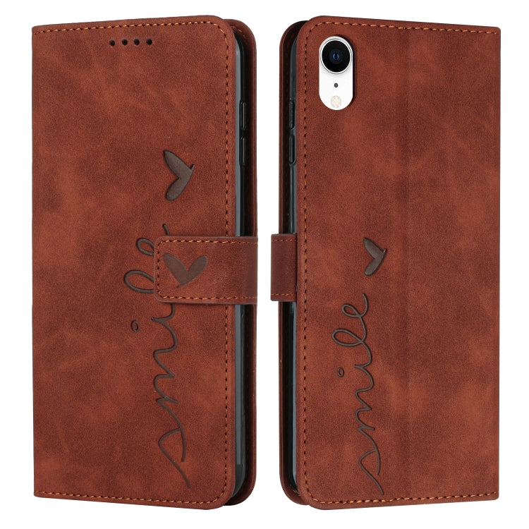 Skin Feel Heart Pattern Leather Phone Case, For iPhone XS / X, For iPhone XS Max, For iPhone XR, For iPhone SE 2022 / SE 2020 / 8 / 7
