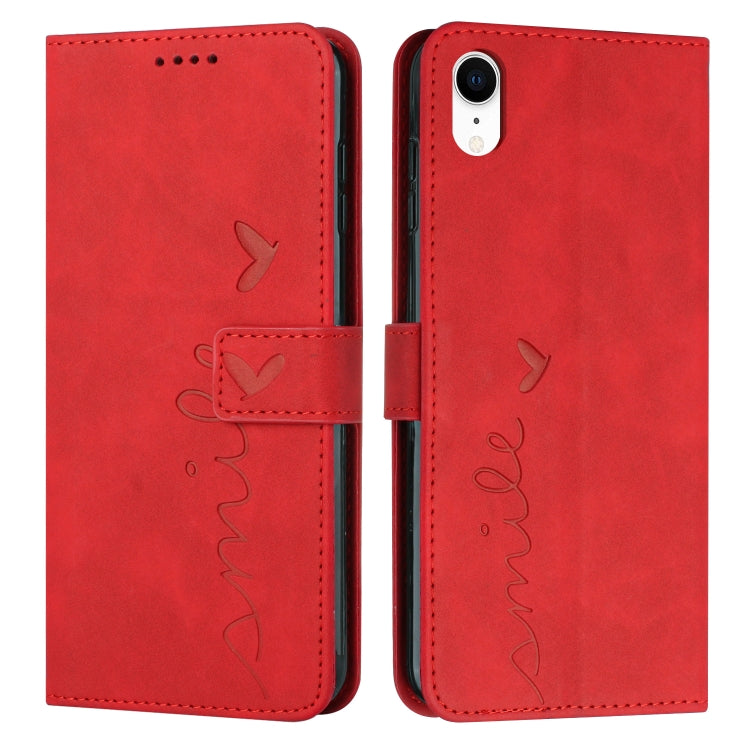 Skin Feel Heart Pattern Leather Phone Case, For iPhone XS / X, For iPhone XS Max, For iPhone XR, For iPhone SE 2022 / SE 2020 / 8 / 7