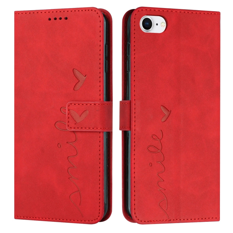 Skin Feel Heart Pattern Leather Phone Case, For iPhone XS / X, For iPhone XS Max, For iPhone XR, For iPhone SE 2022 / SE 2020 / 8 / 7
