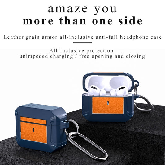 Leather Texture Armor Earphone Protective Case, For AirPods 3, For AirPods Pro