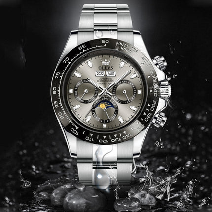 OLEVS 6654 Multifunction Dial Mechanical Movement Men Watch