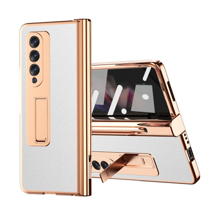 Litchi Texture Leather Hinged Electroplated Phone Case with S Pen Fold Edition & Protective Film