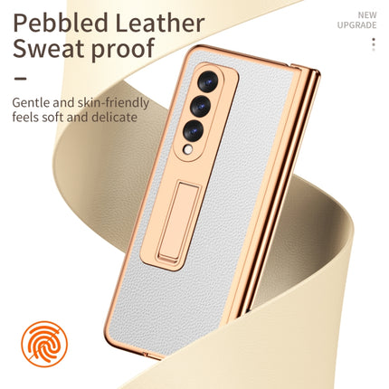 Litchi Texture Leather Hinged Electroplated Phone Case with S Pen Fold Edition & Protective Film