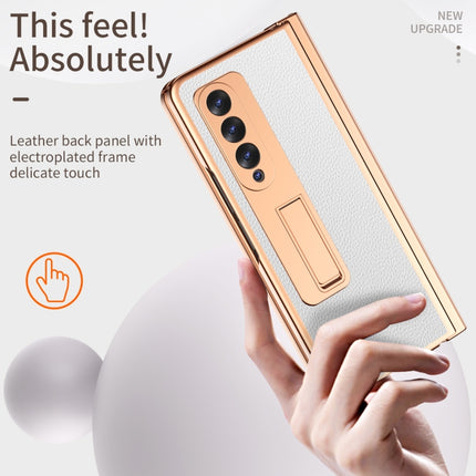 Litchi Texture Leather Hinged Electroplated Phone Case with S Pen Fold Edition & Protective Film