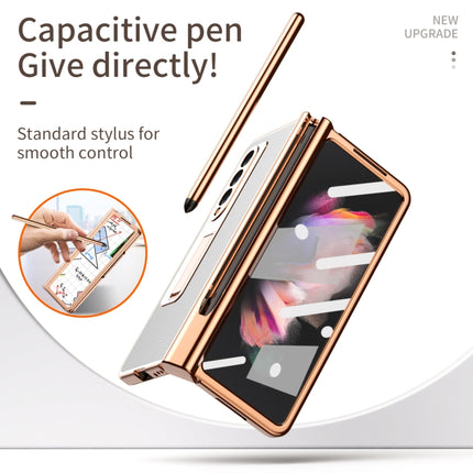 Litchi Texture Leather Hinged Electroplated Phone Case with S Pen Fold Edition & Protective Film