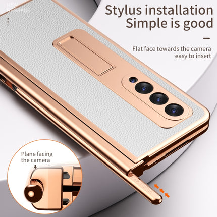 Litchi Texture Leather Hinged Electroplated Phone Case with S Pen Fold Edition & Protective Film