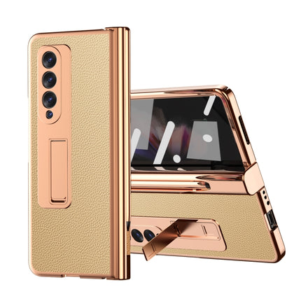 Litchi Texture Leather Hinged Electroplated Phone Case with S Pen Fold Edition & Protective Film