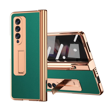 Litchi Texture Leather Hinged Electroplated Phone Case with S Pen Fold Edition & Protective Film
