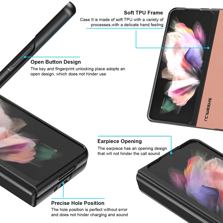 LC.IMEEKE Shock-resistant Plain Leather All-inclusive Protective Case, For Samsung Galaxy Z Fold4 5G