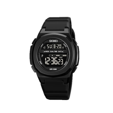SKMEI 1821 Stainless Steel Buckle Silicone Strap Electronic Watch