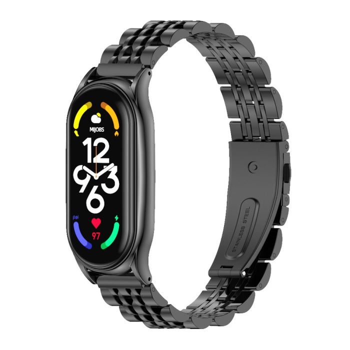 MIJOBS Plus Seven-bead Metal Stainless Steel Watch Band, For Xiaomi Mi Band 7 / 7 NFC