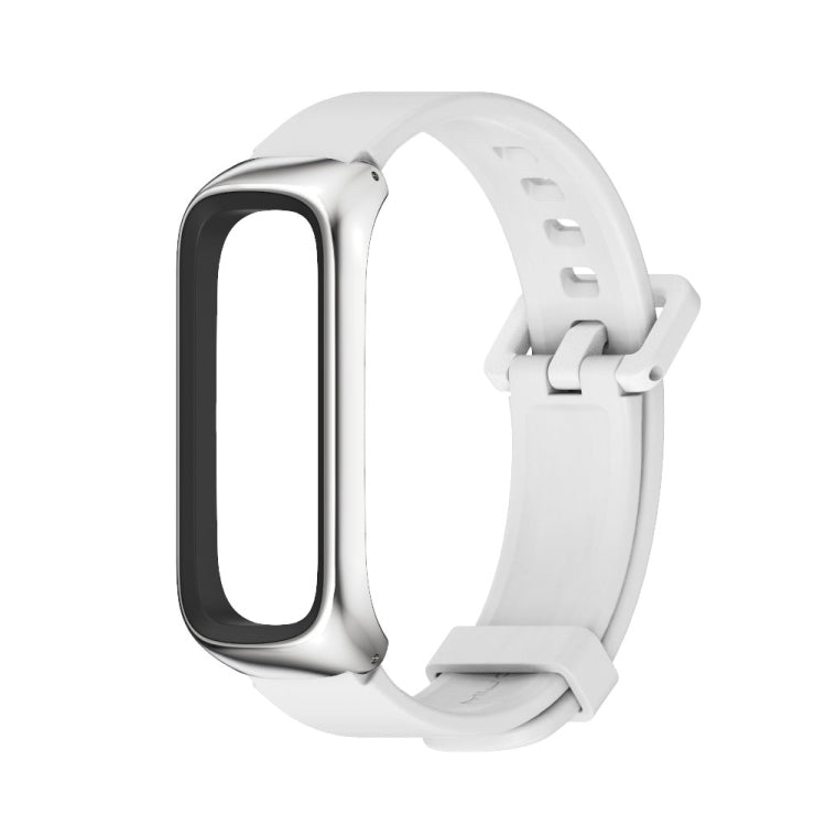 MIJOBS Metal Case Silicone Watch Band, For Samsung Galaxy Fit 2