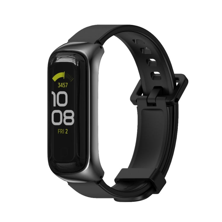 MIJOBS Metal Case Silicone Watch Band, For Samsung Galaxy Fit 2