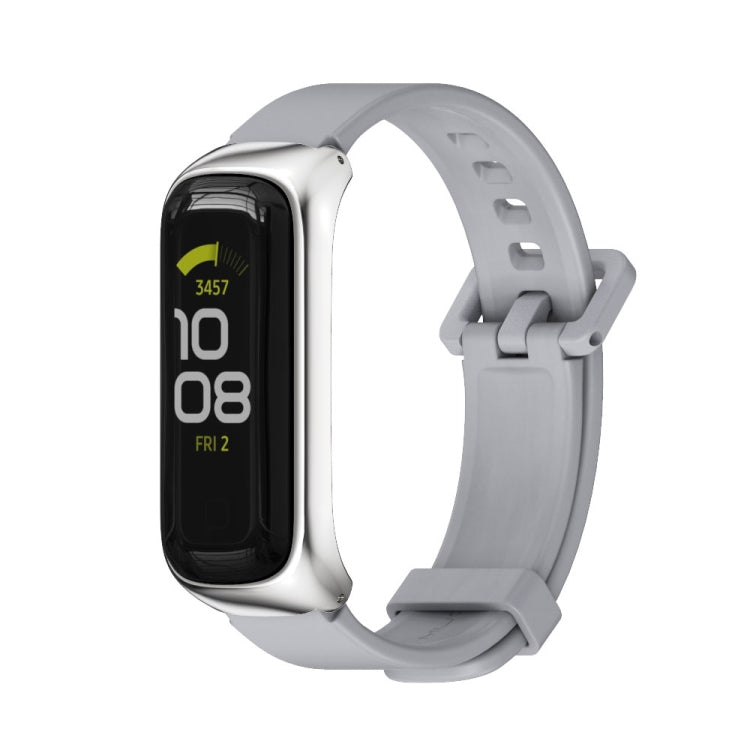 MIJOBS Metal Case Silicone Watch Band, For Samsung Galaxy Fit 2