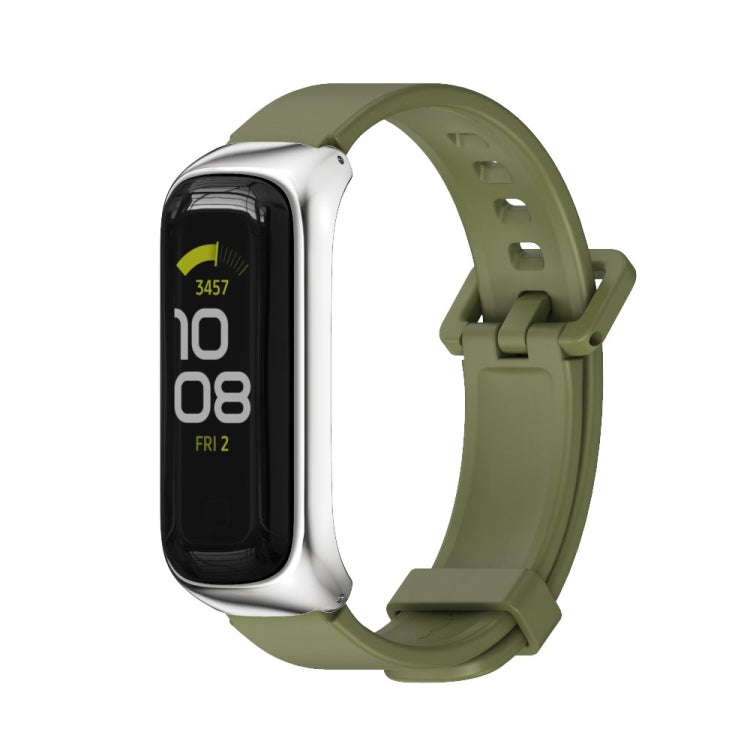 MIJOBS Metal Case Silicone Watch Band, For Samsung Galaxy Fit 2