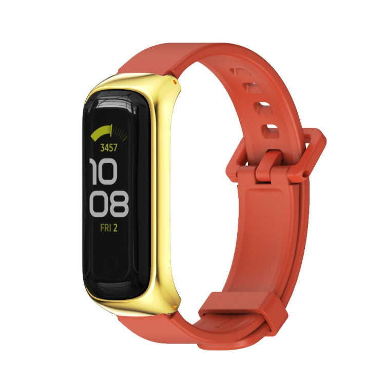 MIJOBS Metal Case Silicone Watch Band, For Samsung Galaxy Fit 2