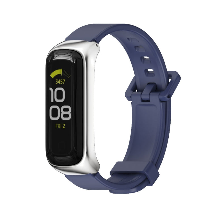 MIJOBS Metal Case Silicone Watch Band, For Samsung Galaxy Fit 2