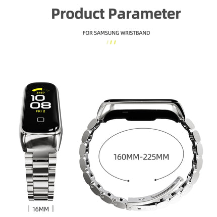 MIJOBS Three-bead Metal Stainless Steel Watch Band, For Samsung Galaxy Fit 2