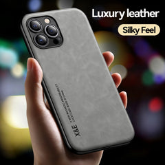 Skin Feel Magnetic Leather Back Phone Case, For iPhone 13 mini, For iPhone 13, For iPhone 13 Pro, For iPhone 13 Pro Max, For iPhone 12 mini, For iPhone 12, For iPhone 12 Pro, For iPhone 12 Pro Max