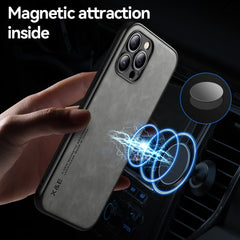 Skin Feel Magnetic Leather Back Phone Case, For iPhone 13 mini, For iPhone 13, For iPhone 13 Pro, For iPhone 13 Pro Max, For iPhone 12 mini, For iPhone 12, For iPhone 12 Pro, For iPhone 12 Pro Max