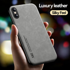 Skin Feel Magnetic Leather Back Phone Case, For iPhone XR, For iPhone XS Max, For iPhone SE 2022 / SE 2020 / 7 / 8, For iPhone 7 Plus / 8 Plus