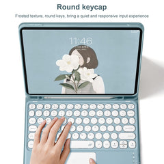 Round Cap Bluetooth Keyboard Leather Case with Pen Slot & Touchpad