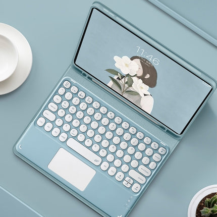 Round Cap Bluetooth Keyboard Leather Case with Pen Slot & Touchpad