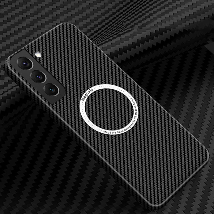 Carbon Fiber Texture MagSafe Magnetic Phone Case, For Samsung Galaxy S22 5G, For Samsung Galaxy S22 Plus 5G, For Samsung Galaxy S22 Ultra 5G