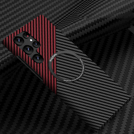 Carbon Fiber Texture MagSafe Magnetic Phone Case, For Samsung Galaxy S22 5G, For Samsung Galaxy S22 Plus 5G, For Samsung Galaxy S22 Ultra 5G