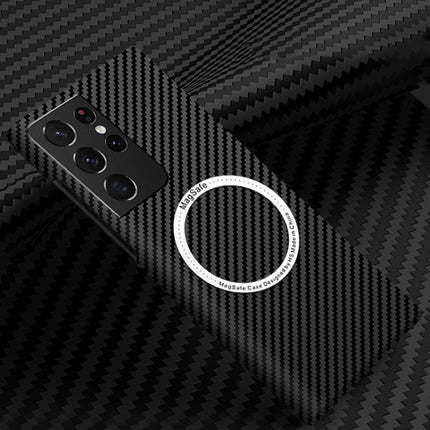 Carbon Fiber Texture MagSafe Magnetic Phone Case, For Samsung Galaxy S21 5G, For Samsung Galaxy S21 Plus 5G, For Samsung Galaxy S21 Ultra 5G