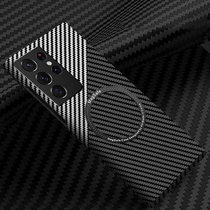 Carbon Fiber Texture MagSafe Magnetic Phone Case, For Samsung Galaxy S21 5G, For Samsung Galaxy S21 Plus 5G, For Samsung Galaxy S21 Ultra 5G