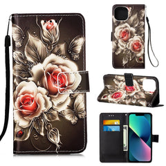 Painted Flat Texture Leather Case with Lanyard & Card Slot & Wallet & Holder, For iPhone 14, For iPhone 14 Plus, For iPhone 14 Pro, For iPhone 14 Pro Max