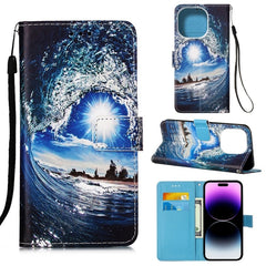 Painted Flat Texture Leather Case with Lanyard & Card Slot & Wallet & Holder, For iPhone 14, For iPhone 14 Plus, For iPhone 14 Pro, For iPhone 14 Pro Max