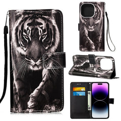 Painted Flat Texture Leather Case with Lanyard & Card Slot & Wallet & Holder, For iPhone 14, For iPhone 14 Plus, For iPhone 14 Pro, For iPhone 14 Pro Max