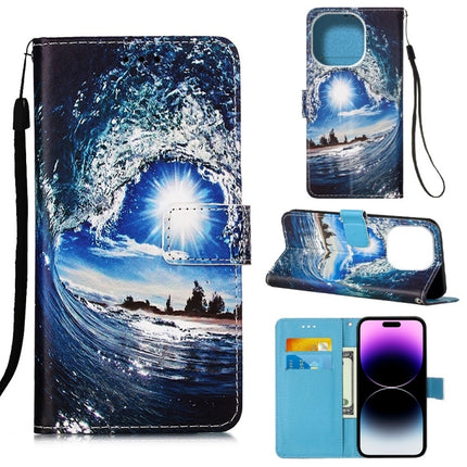 Painted Flat Texture Leather Case with Lanyard & Card Slot & Wallet & Holder, For iPhone 14 Pro Max