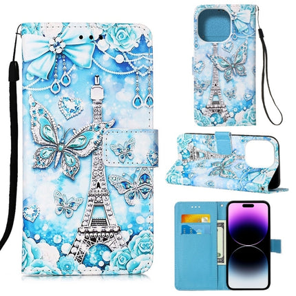 Painted Flat Texture Leather Case with Lanyard & Card Slot & Wallet & Holder, For iPhone 14 Pro Max