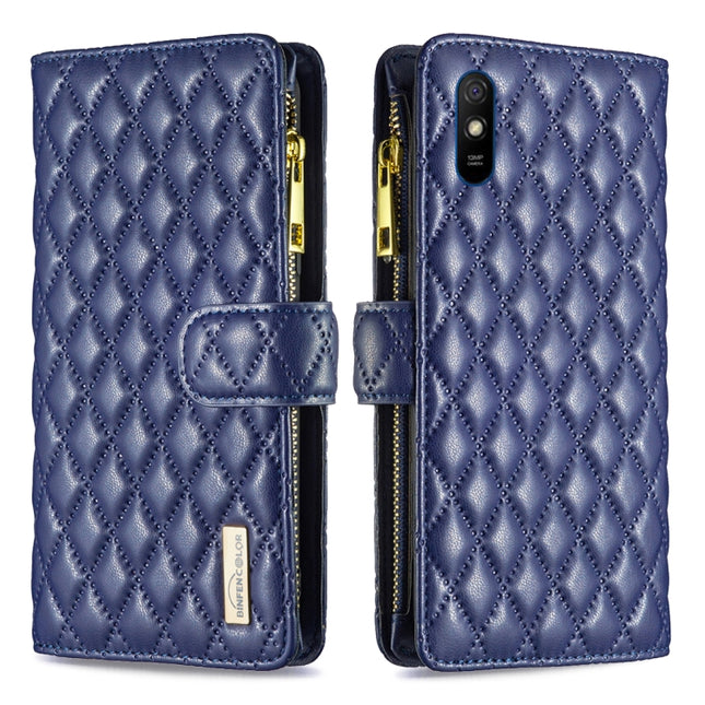 Diamond Lattice Zipper Wallet Leather Flip Phone Case, For Xiaomi Redmi 9A, For Xiaomi Redmi 9C / 10A / Poco C31, For Xiaomi Redmi 9, For Xiaomi Redmi 10 5G / Note 11E
