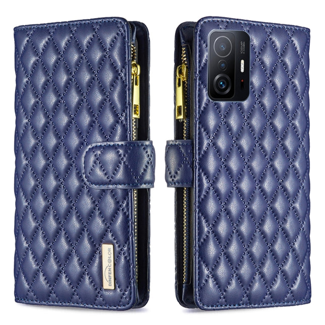 Diamond Lattice Zipper Wallet Leather Flip Phone Case, For Xiaomi 11T / 11T Pro, For Xiaomi 12 Lite, For Xiaomi Poco M3 Pro/Redmi Note 10 5G/10T 5G, For Xiaomi Poco X3 / X3 NFC