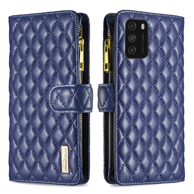 Diamond Lattice Zipper Wallet Leather Flip Phone Case, For Xiaomi Poco M3