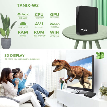 Decodificador de TV inteligente Tanix W2 Amlogic S905 de cuatro núcleos, 2G+16G, 2G+16G con doble Wifi/BT, 4G+32G con doble Wifi/BT, 4G+64G con doble Wifi/BT