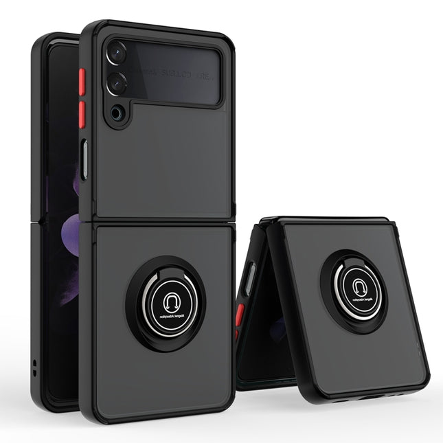 Q Shadow I Ring Kickstand PC and TPU Hybrid Phone Case, For Samsung Galaxy Z Flip4