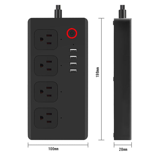 SM-SO301-U 2500W 4 Holes + 4 USB Smart Power Strip, US Plug, ZigBee 10A, WiFi 10A